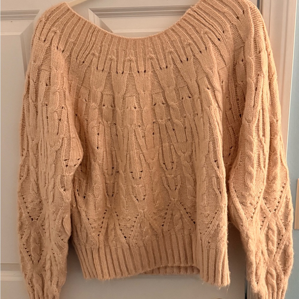 White House Black Market Blush Cable Knit Sweater